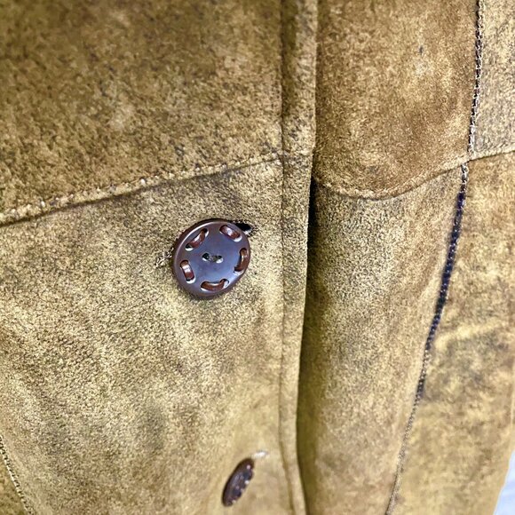 Overland Ember Sheepskin belted jacket with raccoon fur trim - Picture 6 of 11